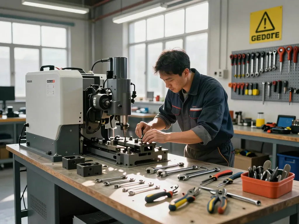 Technician expertly using Gedore tools in a well-lit industrial workshop, showcasing precision and quality.